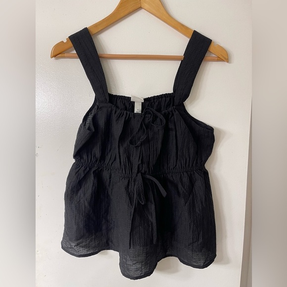 NWT a new day Black Textured Tied Tank Top - Picture 1 of 5
